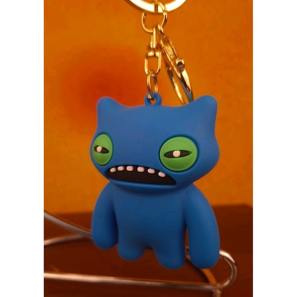 Fuggler Ugly Monster 3D PVC Keychain Blue Figure Backpack Clip Keyring Pendant